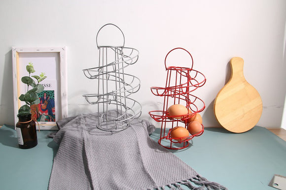 Organizador de Huevos Espiral de Hierro Forjado Práctico y Decorativo