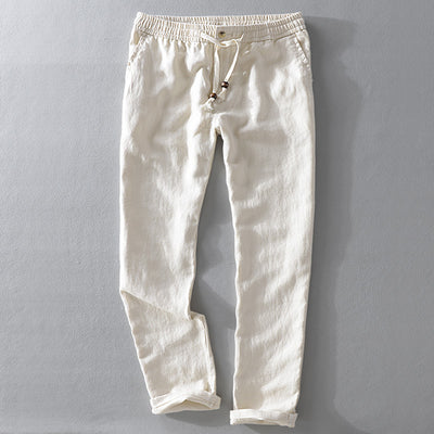 Pantalones de Lino con Cintura Elástica Suelta - Image 10