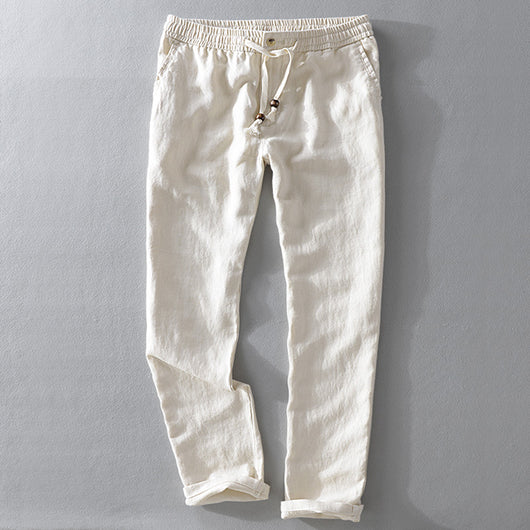Pantalones de Lino con Cintura Elástica Suelta - Image 10
