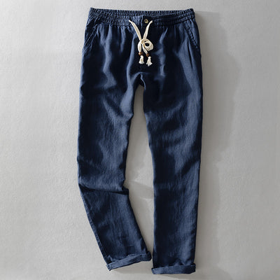 Pantalones de Lino con Cintura Elástica Suelta - Image 9