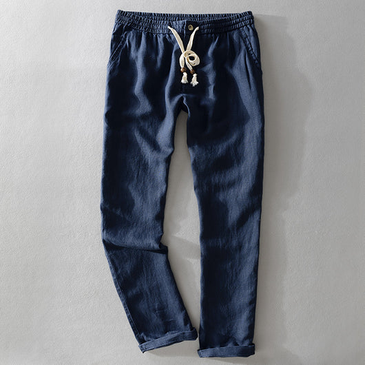 Pantalones de Lino con Cintura Elástica Suelta - Image 9