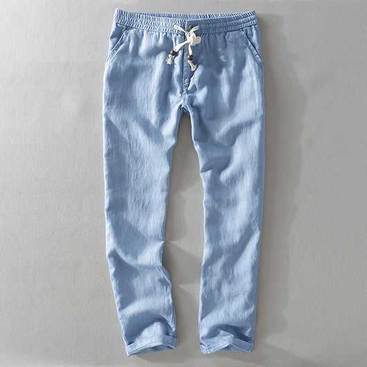 Pantalones de Lino con Cintura Elástica Suelta - Image 3