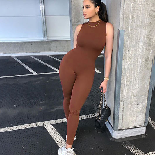 Jumpsuit Elegante Sin Mangas Ajustado Estilo Europeo para Mujer