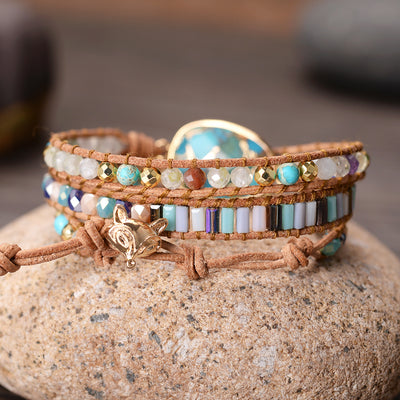 Pulsera de Turquesa Natural Tejida a Mano con Cristales y Piedras - Image 7