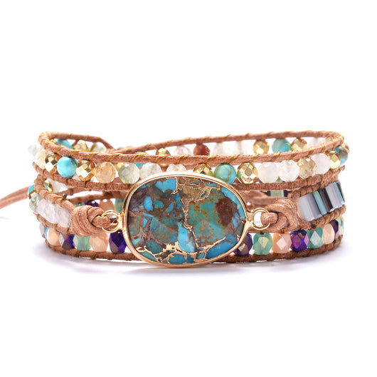 Pulsera de Turquesa Natural Tejida a Mano con Cristales y Piedras - Image 4