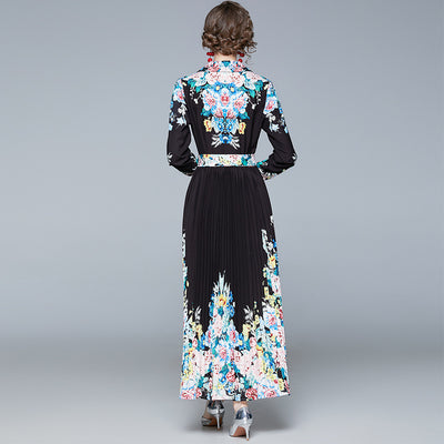 Vestido Camisero Plisado Manga Larga con Solapa - Image 2