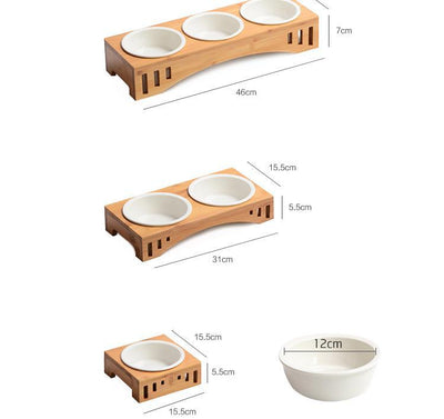 Comedero para Gatos de Cerámica con Base de Madera Maciza - Image 10