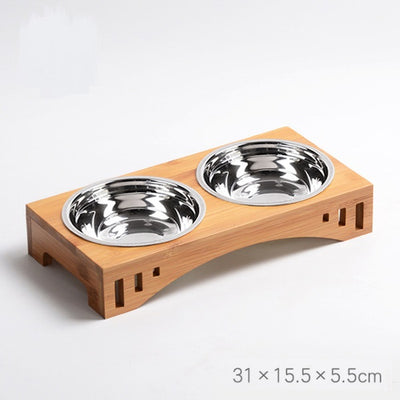 Comedero para Gatos de Cerámica con Base de Madera Maciza - Image 5