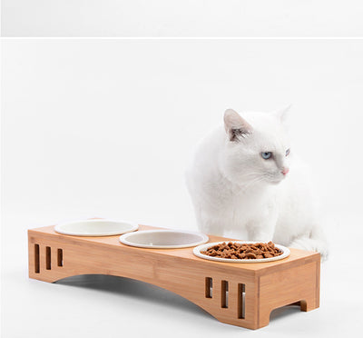 Comedero para Gatos de Cerámica con Base de Madera Maciza - Image 8