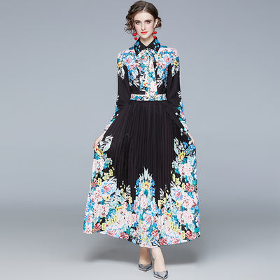 Vestido Camisero Plisado Manga Larga con Solapa - Image 8