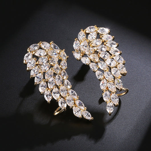 Aretes de Alas de Ángel con Circonita Cúbica Brillante para Mujer - Joyería de Bodas en Oro Blanco - Image 5