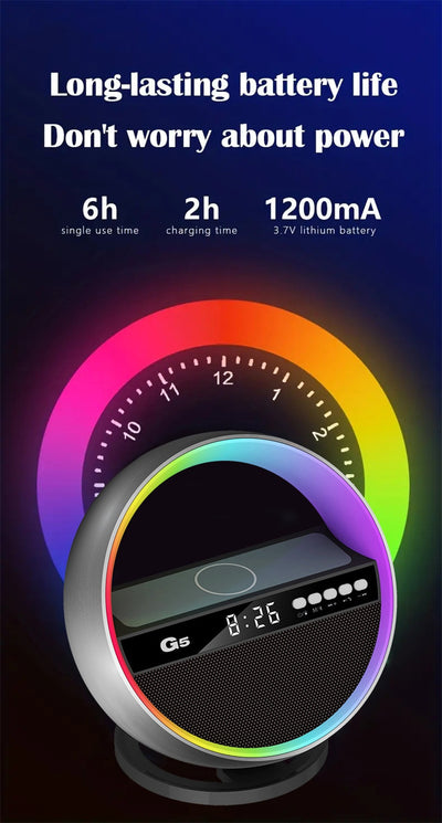 Lámpara Ambiental RGB con Cargador Inalámbrico y Altavoz Bluetooth - Image 9