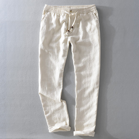 Pantalones de Lino con Cintura Elástica Suelta - Image 5