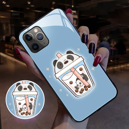Funda Luminosa para iPhone con Diseño Cartoon en Vidrio Templado - Image 3