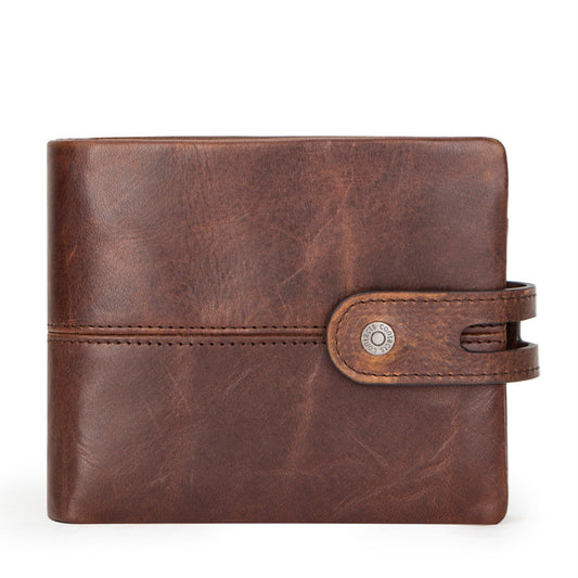 Billetera de Cuero Cepillado para Hombre con Protección Antirrobo