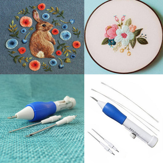 Set de Bolígrafo Mágico para Bordado DIY con Aguja - Plástico ABS