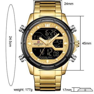 Reloj de Acero Inoxidable con Pantalla Dual y Movimiento de Cuarzo - Image 6