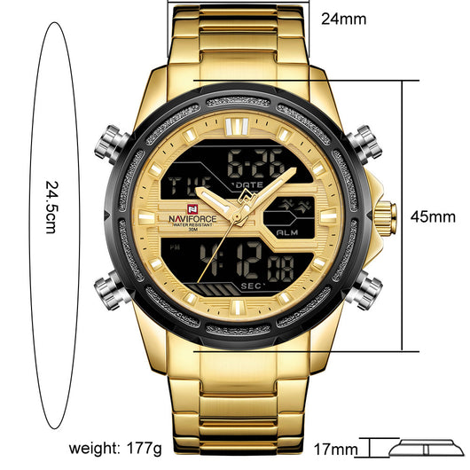 Reloj de Acero Inoxidable con Pantalla Dual y Movimiento de Cuarzo - Image 6