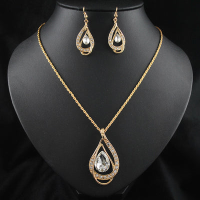 Juego de Collar y Aretes de Cristal con Doble Gota - Image 4