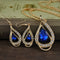 Juego de Collar y Aretes de Cristal con Doble Gota