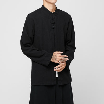Camisa de Lino Estilo Chino de Manga Larga - Image 10