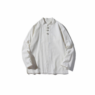 Camisa de Lino Estilo Chino de Manga Larga - Image 11