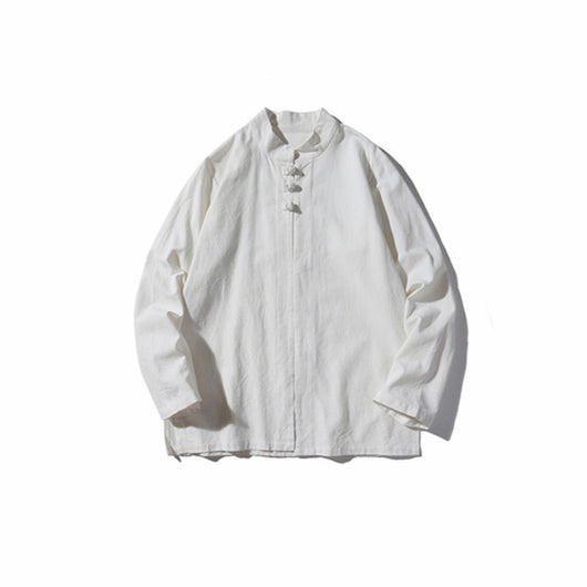 Camisa de Lino Estilo Chino de Manga Larga - Image 11