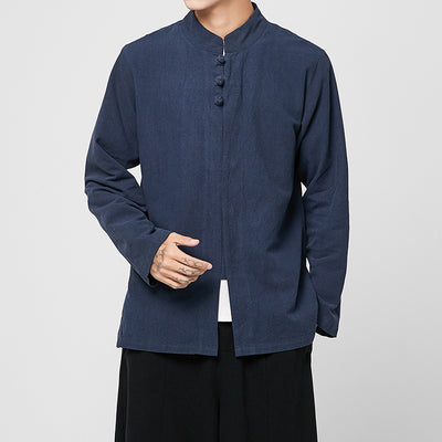Camisa de Lino Estilo Chino de Manga Larga