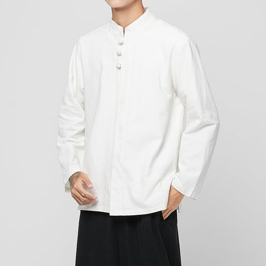 Camisa de Lino Estilo Chino de Manga Larga - Image 2