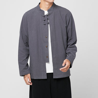 Camisa de Lino Estilo Chino de Manga Larga - Image 4