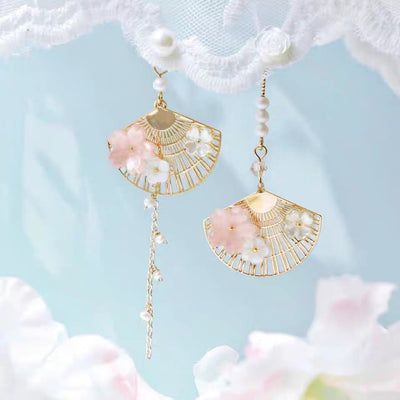 Aretes Asimétricos de Abanico Chino Estilo Vintage - Image 3
