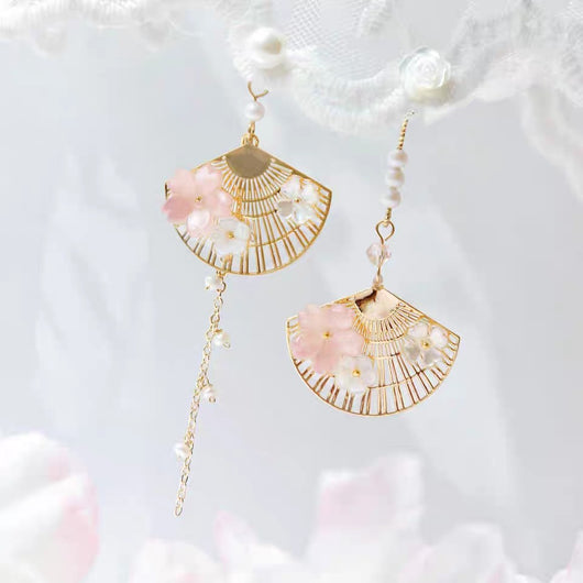 Aretes Asimétricos de Abanico Chino Estilo Vintage - Image 5