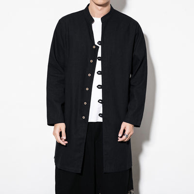 Camisa Hanfu Estilo Tang Otoñal - Cuello Alzado Casual Mediofondo - Image 9
