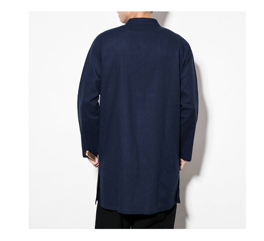 Camisa Hanfu Estilo Tang Otoñal - Cuello Alzado Casual Mediofondo - Image 11