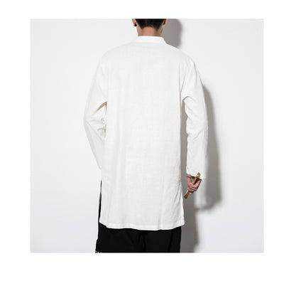 Camisa Hanfu Estilo Tang Otoñal - Cuello Alzado Casual Mediofondo - Image 10