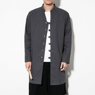 Camisa Hanfu Estilo Tang Otoñal - Cuello Alzado Casual Mediofondo - Image 3