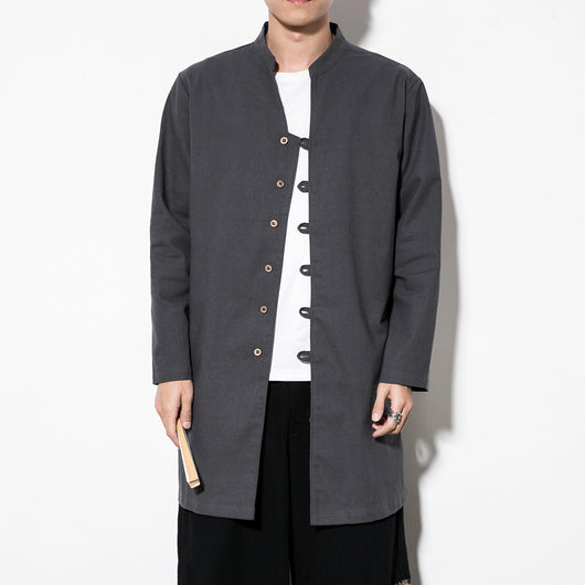 Camisa Hanfu Estilo Tang Otoñal - Cuello Alzado Casual Mediofondo - Image 3