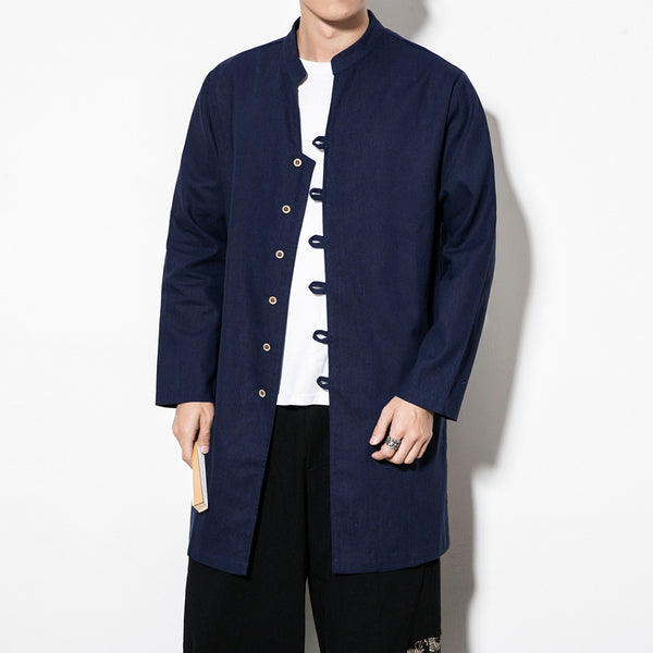 Camisa Hanfu Estilo Tang Otoñal - Cuello Alzado Casual Mediofondo