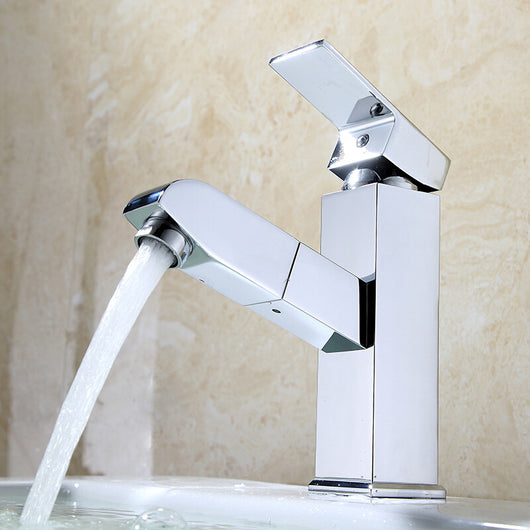 Grifo Extraíble Agua Fría y Caliente para Baño y Cocina con Caño Telescópico Cuadrado