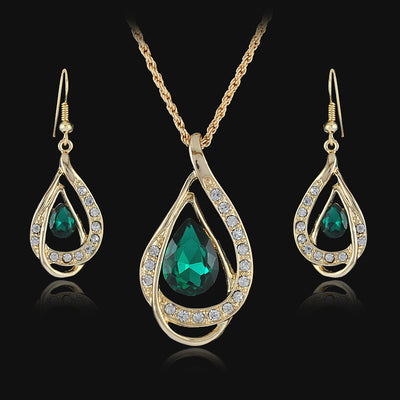 Juego de Collar y Aretes de Cristal con Doble Gota - Image 11