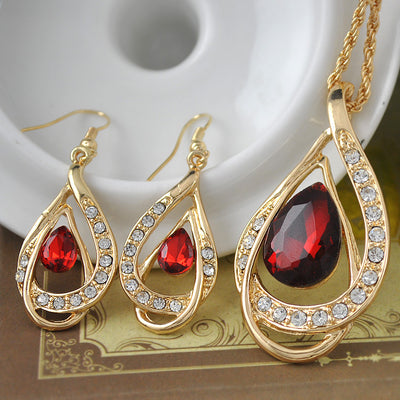Juego de Collar y Aretes de Cristal con Doble Gota - Image 13