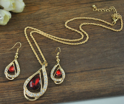 Juego de Collar y Aretes de Cristal con Doble Gota - Image 10