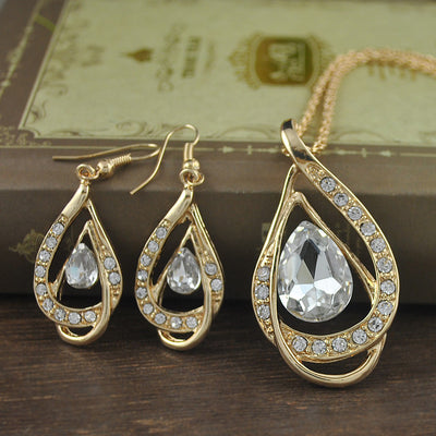 Juego de Collar y Aretes de Cristal con Doble Gota - Image 12