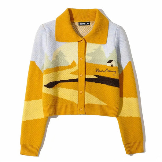 Cardigan Tejido Jacquard Retro para Mujer - Image 14