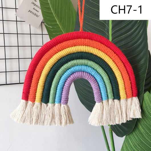 Decoración Nórdica para Habitación Infantil - Juego de 7 Colgantes Tejidos Arcoíris - Image 17