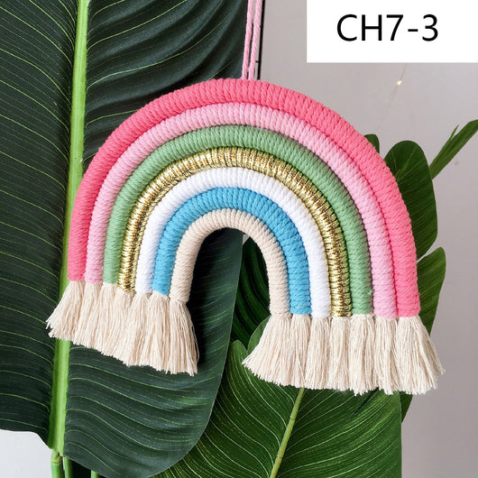 Decoración Nórdica para Habitación Infantil - Juego de 7 Colgantes Tejidos Arcoíris - Image 19