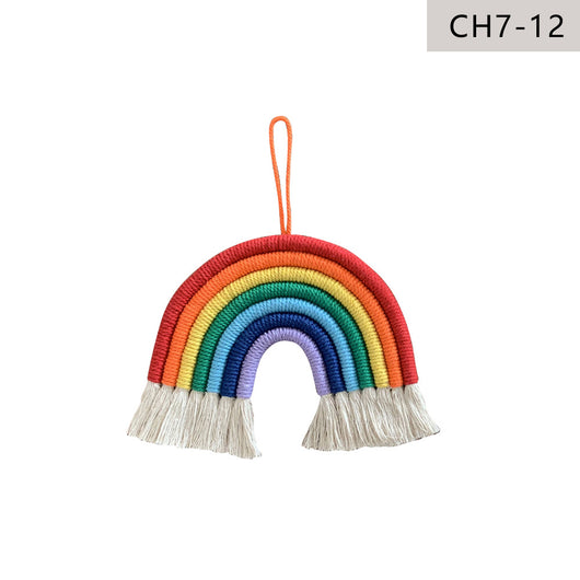Decoración Nórdica para Habitación Infantil - Juego de 7 Colgantes Tejidos Arcoíris - Image 26