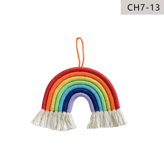 Decoración Nórdica para Habitación Infantil - Juego de 7 Colgantes Tejidos Arcoíris - Image 27