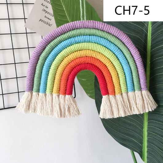 Decoración Nórdica para Habitación Infantil - Juego de 7 Colgantes Tejidos Arcoíris - Image 5