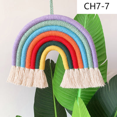 Decoración Nórdica para Habitación Infantil - Juego de 7 Colgantes Tejidos Arcoíris - Image 7